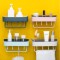Wall Mount No Drilling Bathroom Shelf with Towel Bar and Hooks, Kitchen Storage Basket